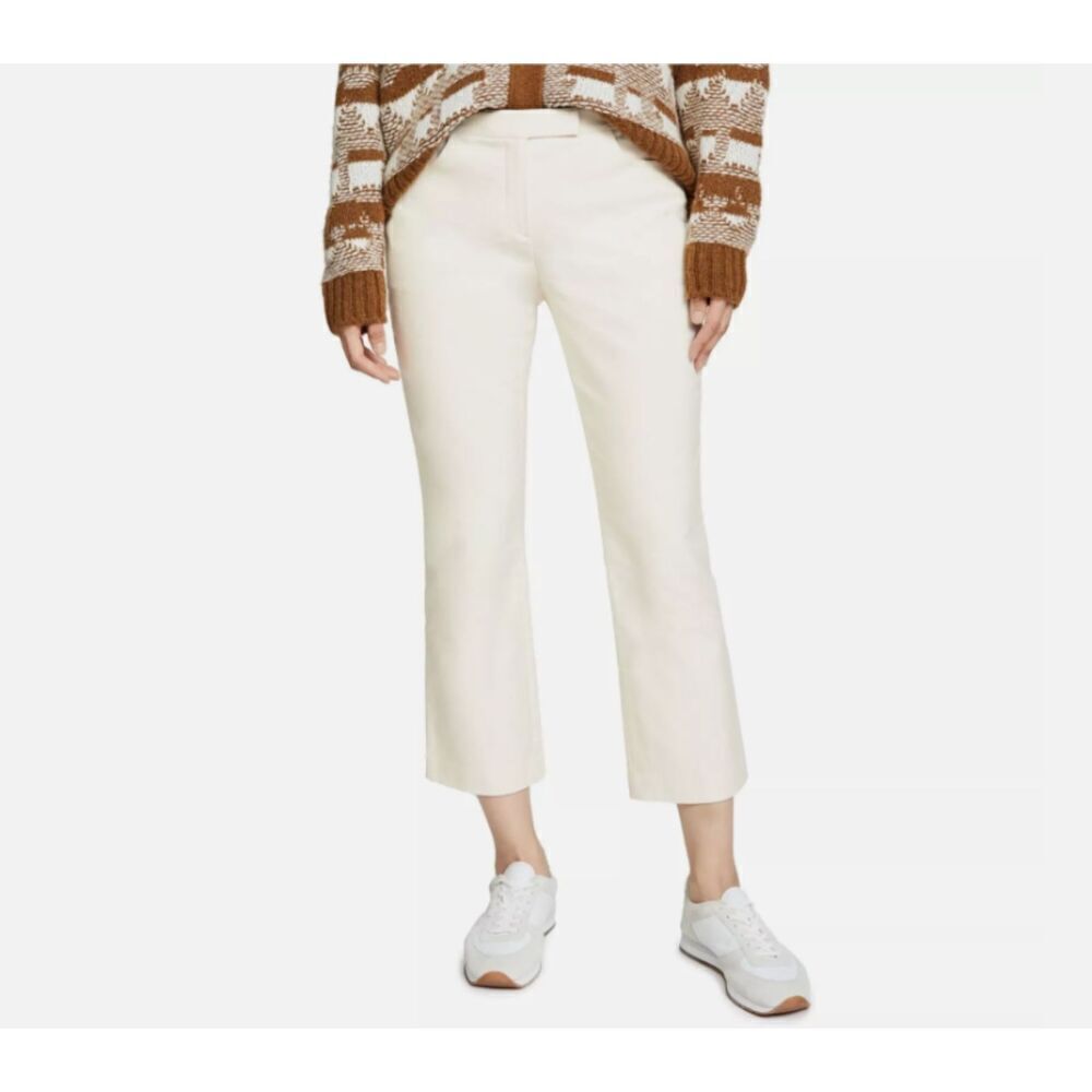 Theory Crop Pants Moleskin Twill Winter White Flare Leg Cotton‎ Spandex Size 4